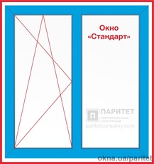 Двустворчатое левое поворотно откидное - глухое окно Стандарт